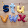 L'alphabet en minuscule de a à z, au crochet.