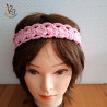 Bandeau rose pour cheveux, fait au crochet en Alsace, avec du fil coton.