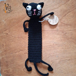 Le marque-pages chat noir 100% coton - Fait main au crochet en Alsace